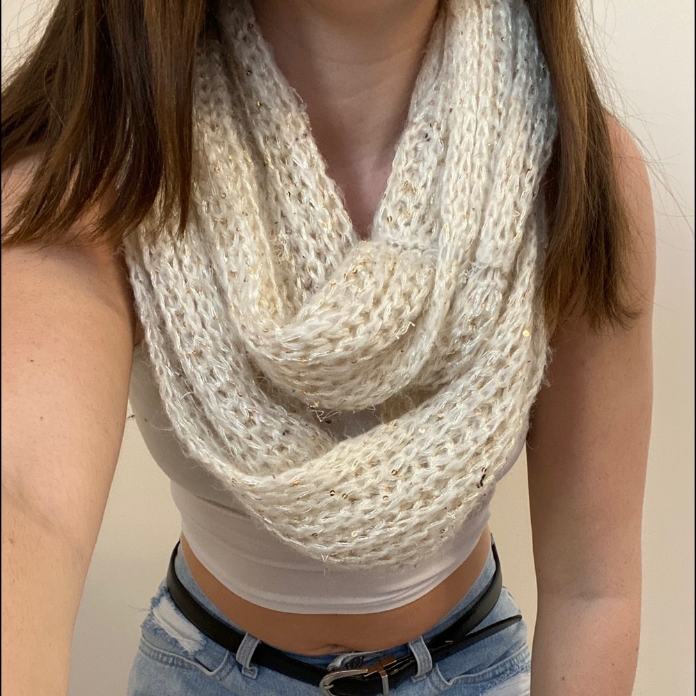 Cream Knit Infinity Scarf